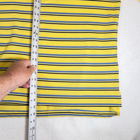Polo Golf 100% Pima Cotton Polo Shirt Men Large Yellow Blue Stripe Short Sleeve - Picture 6 of 8